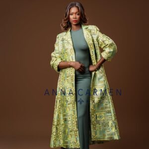 Manteau Vert Émeraude en brocart